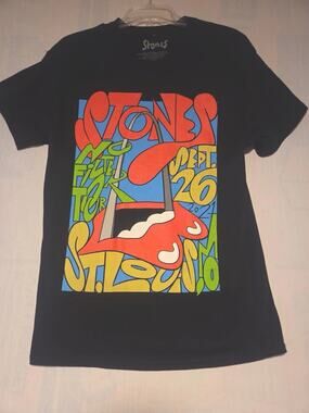 The Rolling Stones Band Tour Shirt Medium Black 2021 Lips/Tongue Mick St Louis